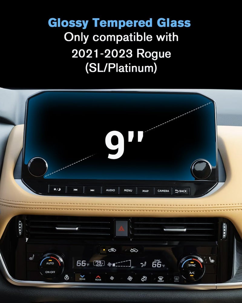 WEIPIN For Glossy Tempered Glass 2021 2022 2023 Nissan Rogue 9 Inch Touchscreen Screen Protector - Rogue (SL/Platinum) Accessories - Image 2